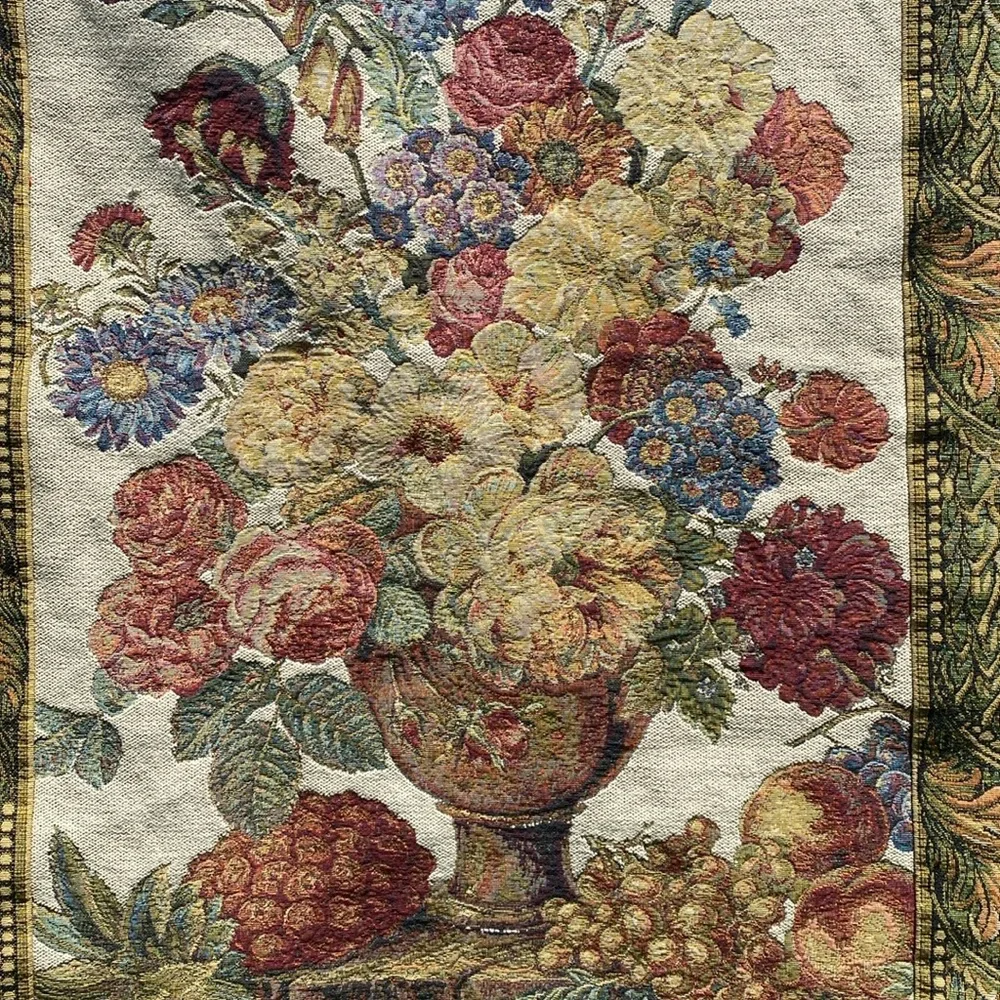 Vintage GRH France Gobelin Tapestry of flowers & fruit